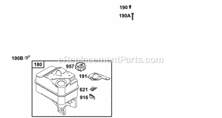 Fuel Tank Groups Diagram and Parts List for  Briggs and Stratton Engine